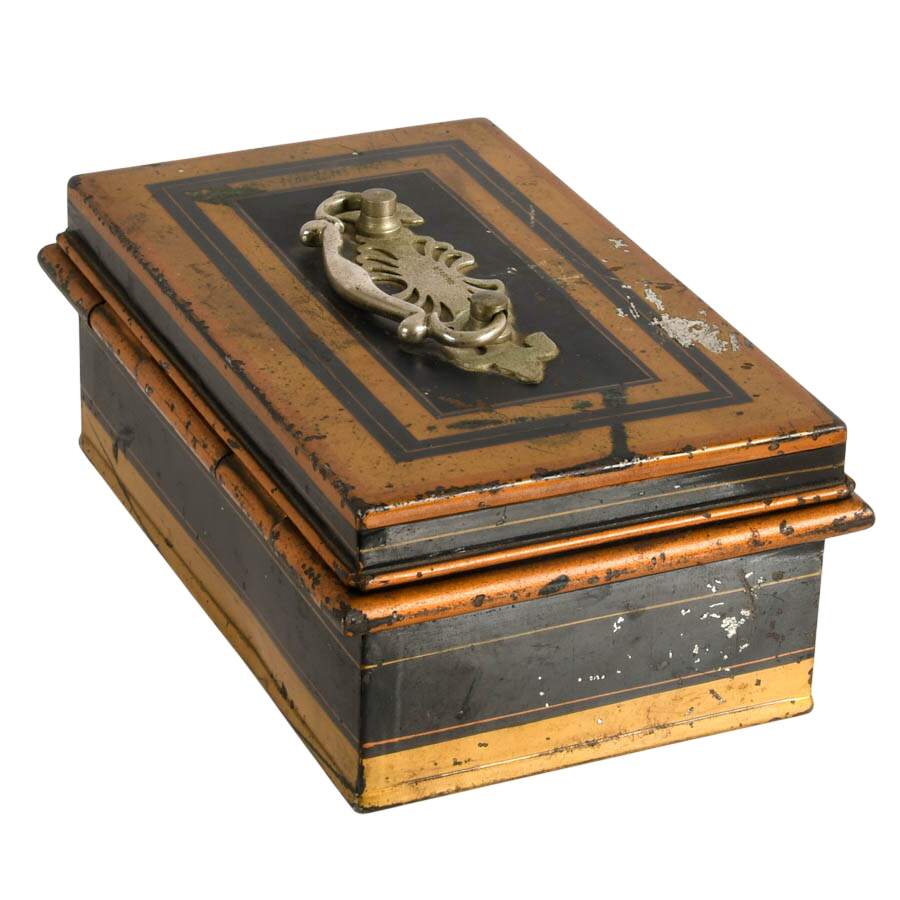 Victorian Toleware Metal Change Box-6