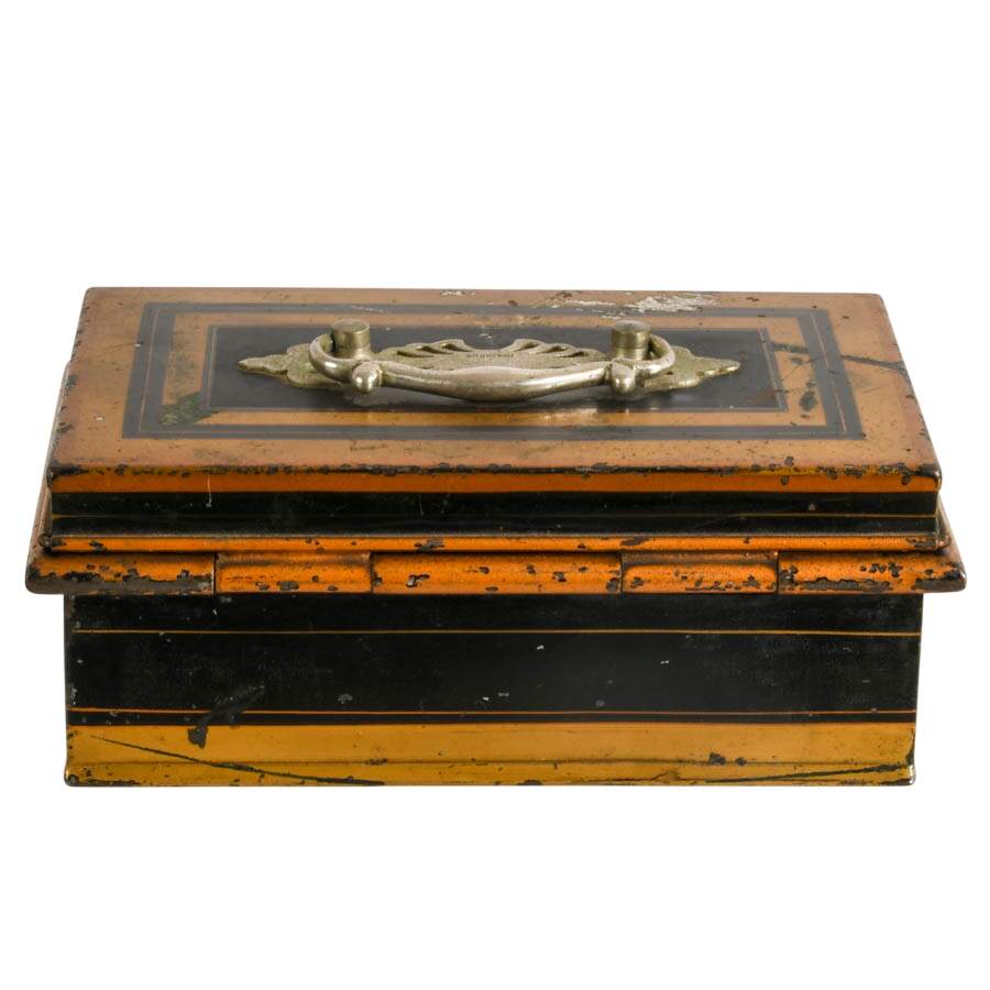 Victorian Toleware Metal Change Box-5