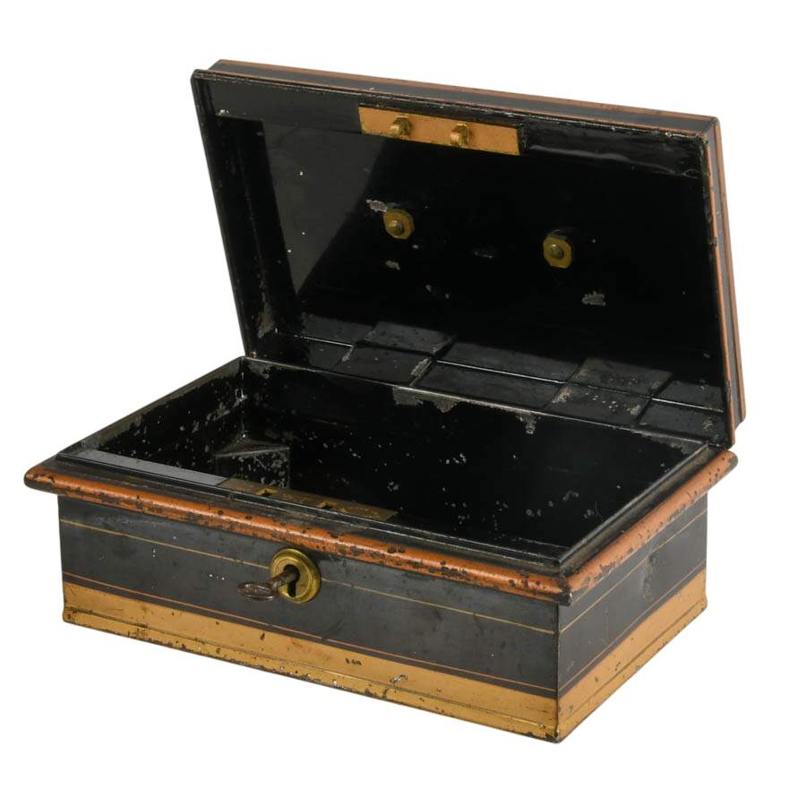 Victorian Toleware Metal Change Box-4