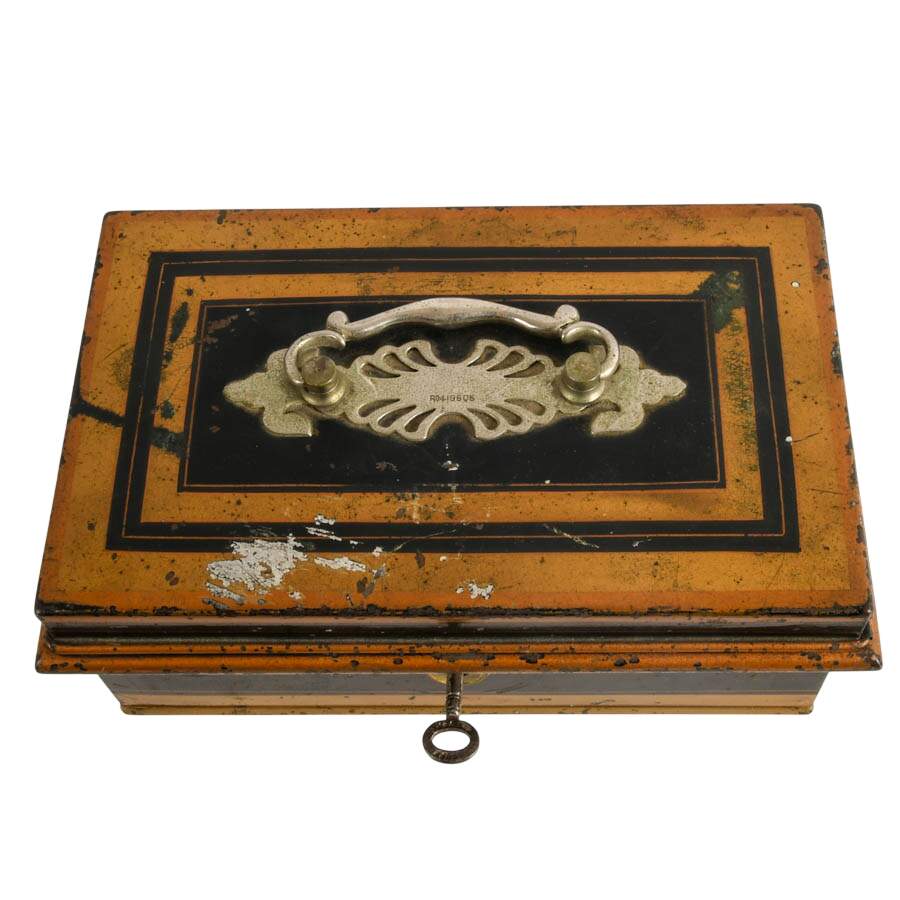 Victorian Toleware Metal Change Box-2