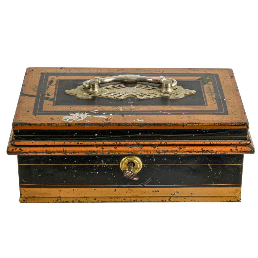 Victorian Toleware Metal Change Box-1