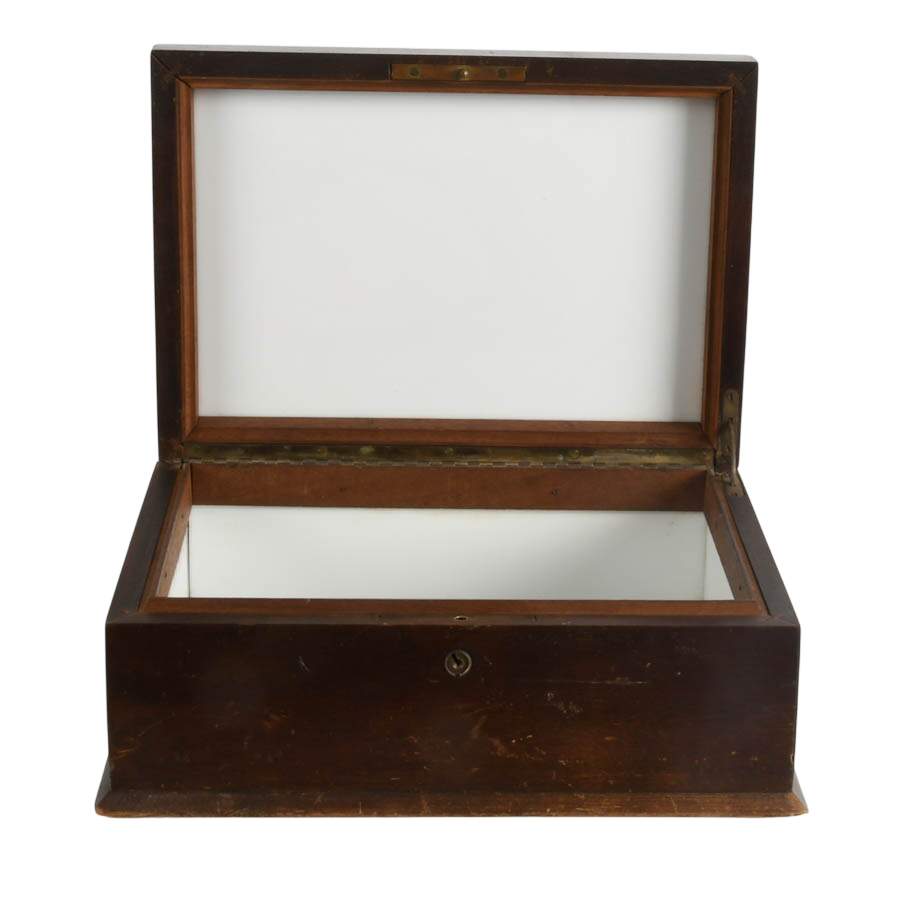Jack's Antique Milk Glass Lined Hard Wood Cigar Humidor-5