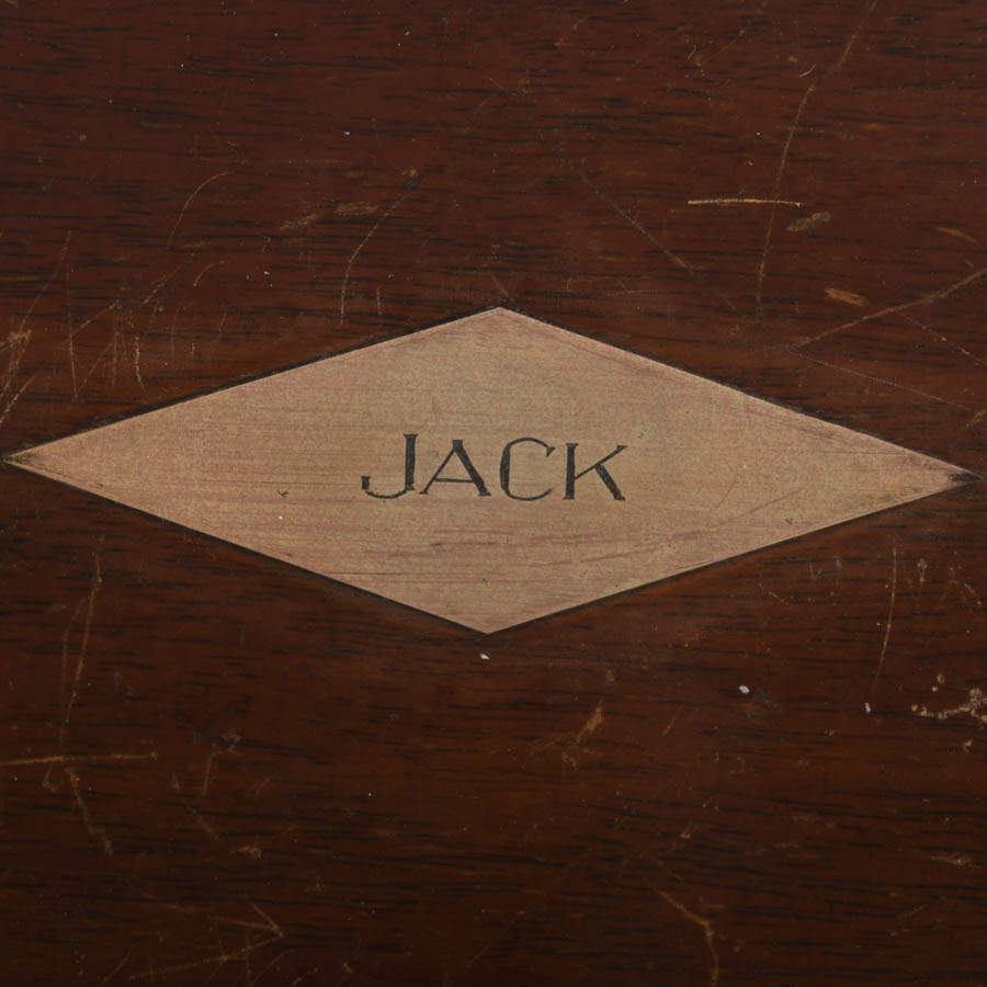 Jack's Antique Milk Glass Lined Hard Wood Cigar Humidor-3