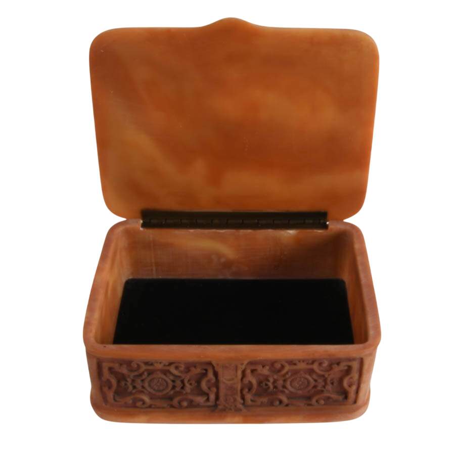 Large Incolay Stone Art Nouveau-Style Jewelry Box-3