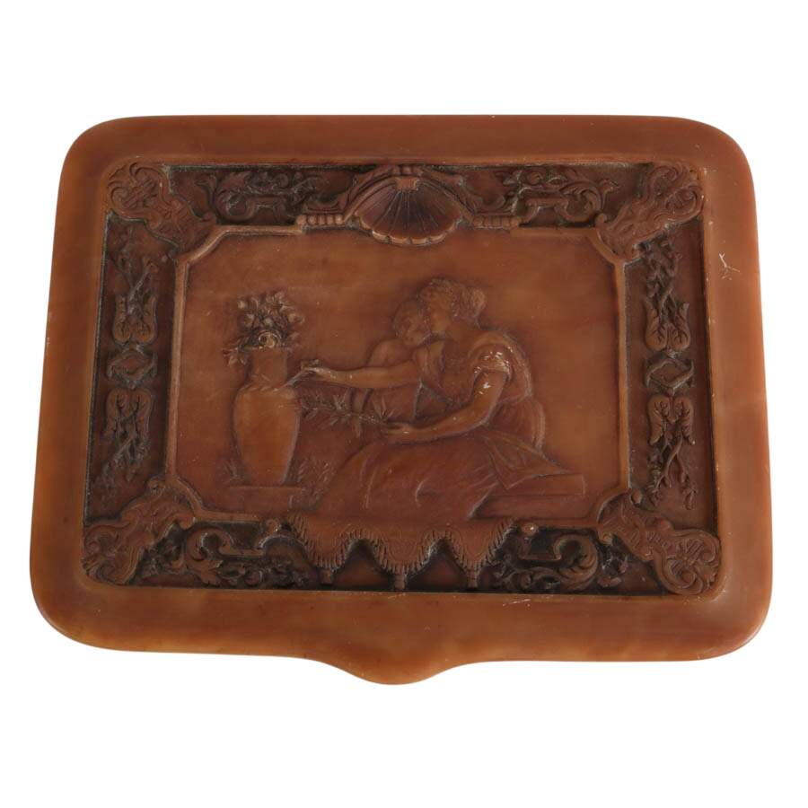 Large Incolay Stone Art Nouveau-Style Jewelry Box-2