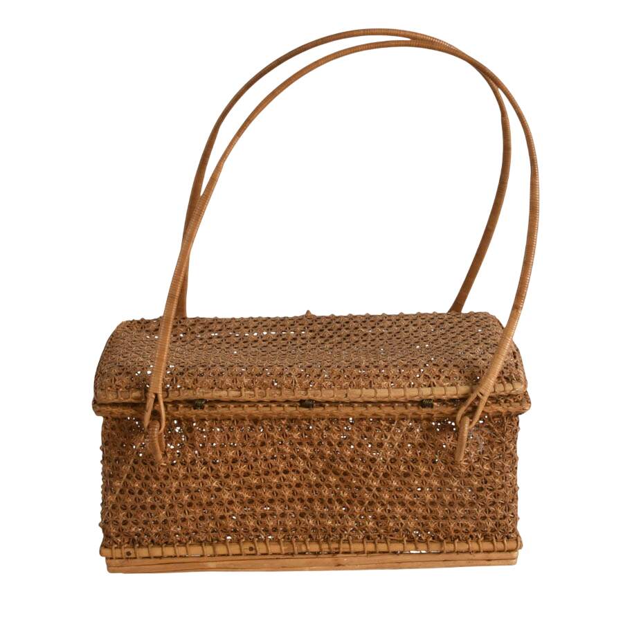 Antique Hand-Woven Rattan Potluck Basket-6
