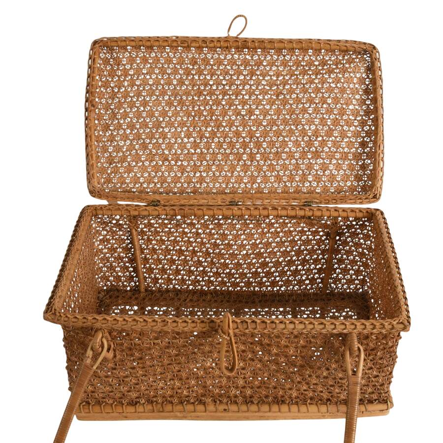 Antique Hand-Woven Rattan Potluck Basket-5