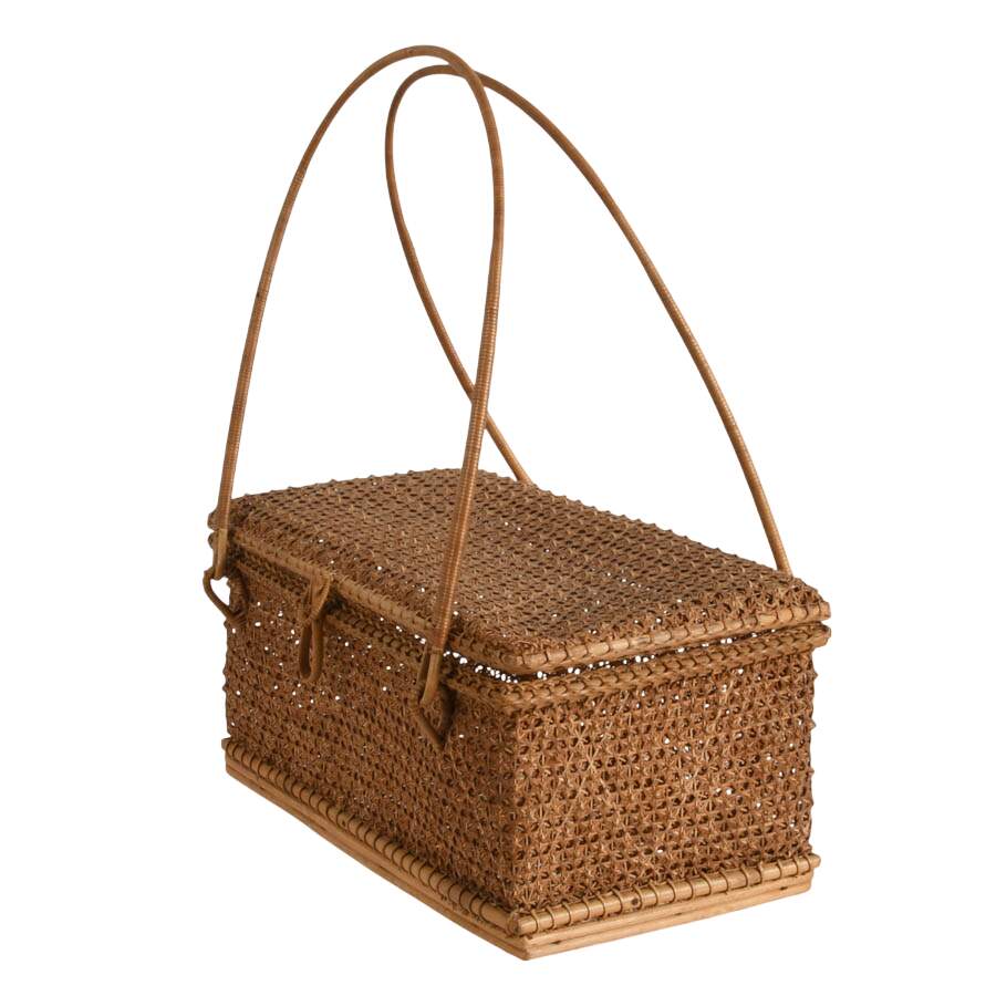 Antique Hand-Woven Rattan Potluck Basket-4