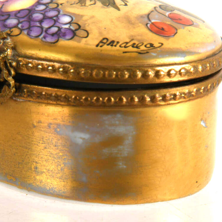 Limoges Porcelain Hand-Painted Fruit Pill Box-4