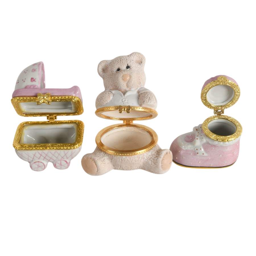 Five-Piece Porcelain Baby Girl Trinket Boxes-7