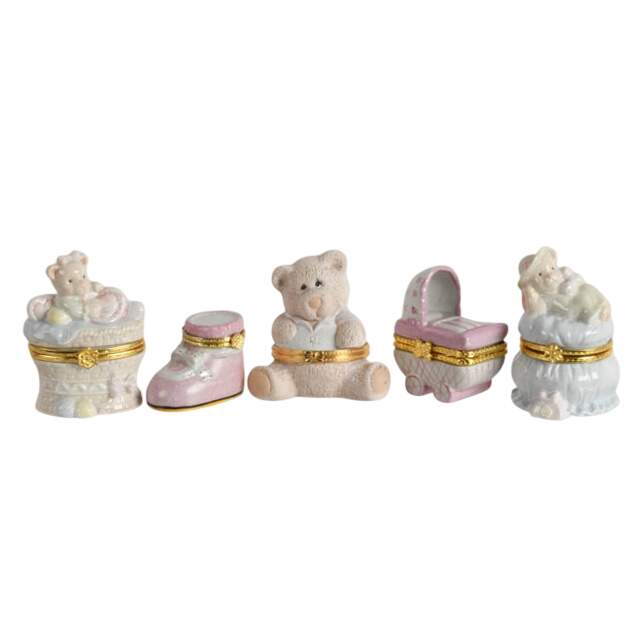 Five-Piece Porcelain Baby Girl Trinket Boxes-1