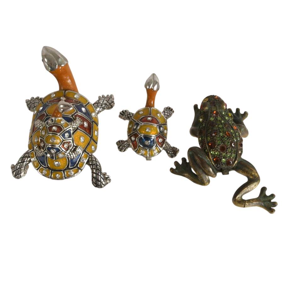 Four Porcelain and Metal Animal Jewelry Boxes-3