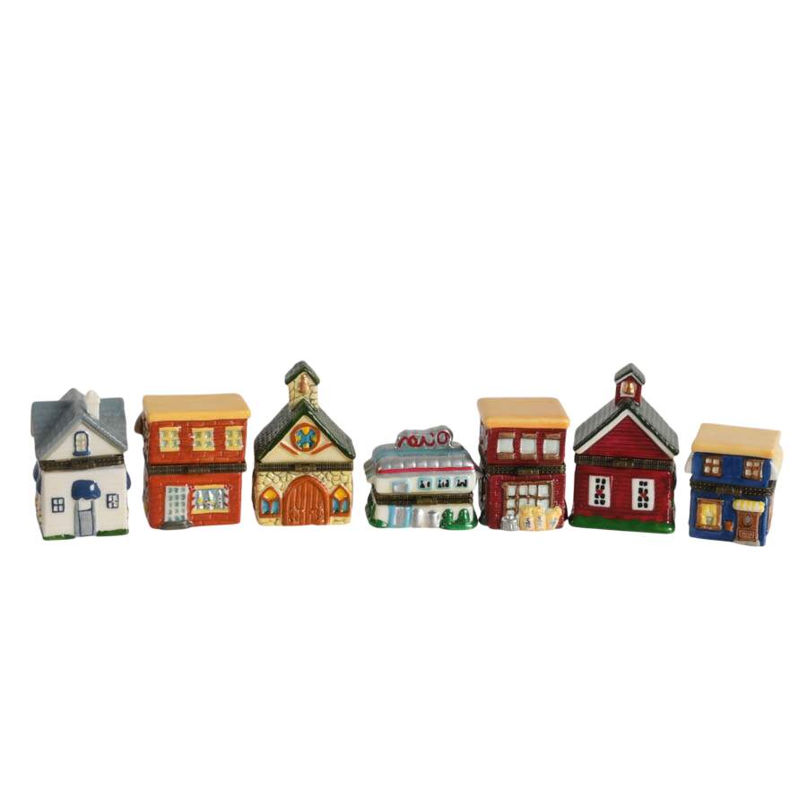 Seven Porcelain Town Folk Jewelry Boxes-3