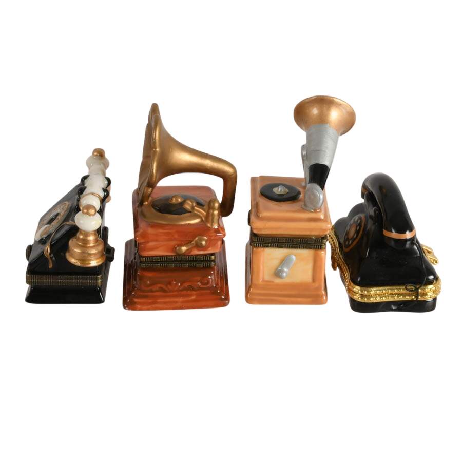 Four-Piece Vintage Hi-Fi Equipment Porcelain Trinket Boxes-2