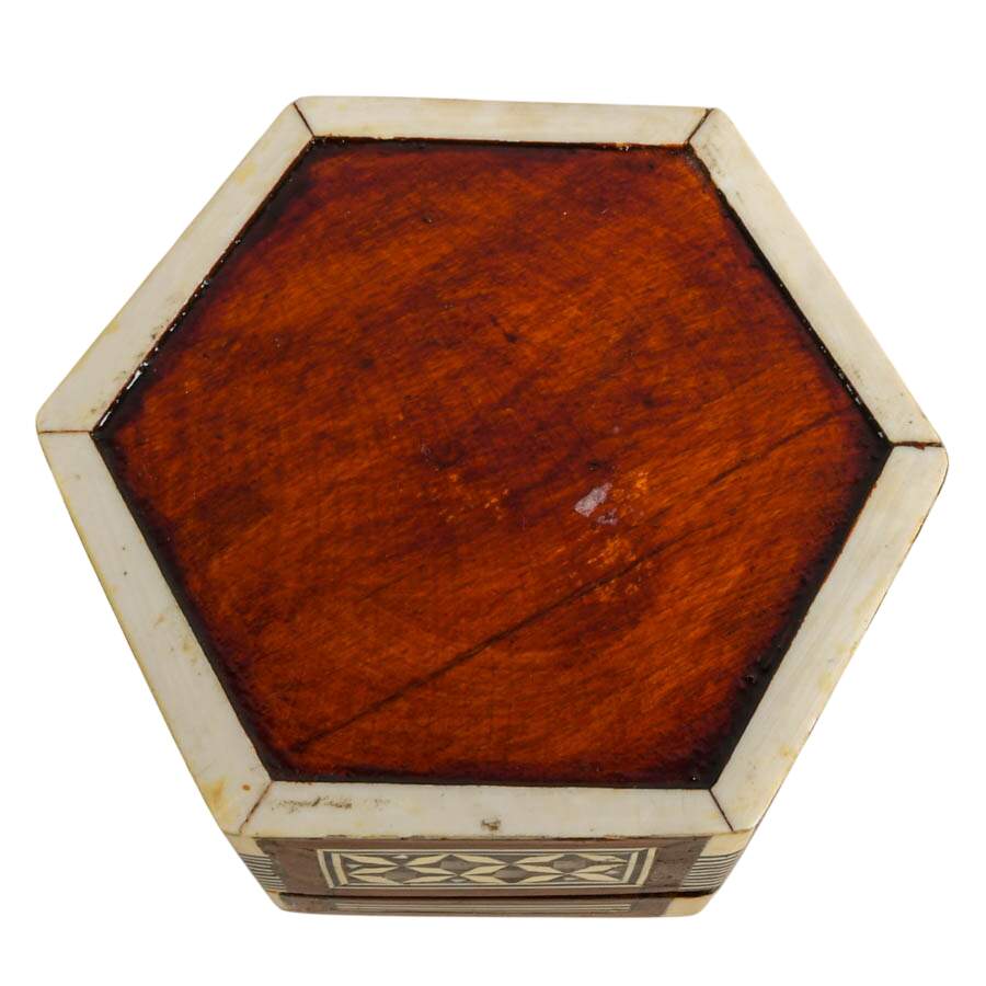 Hand-Crafted Moorish Hexagonal Mother of Pearl Inlaid Jewelry Box-6