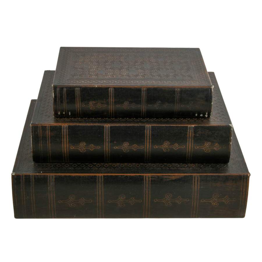 Set of Three Star-Pattern Faux Leather Book Boxes-4