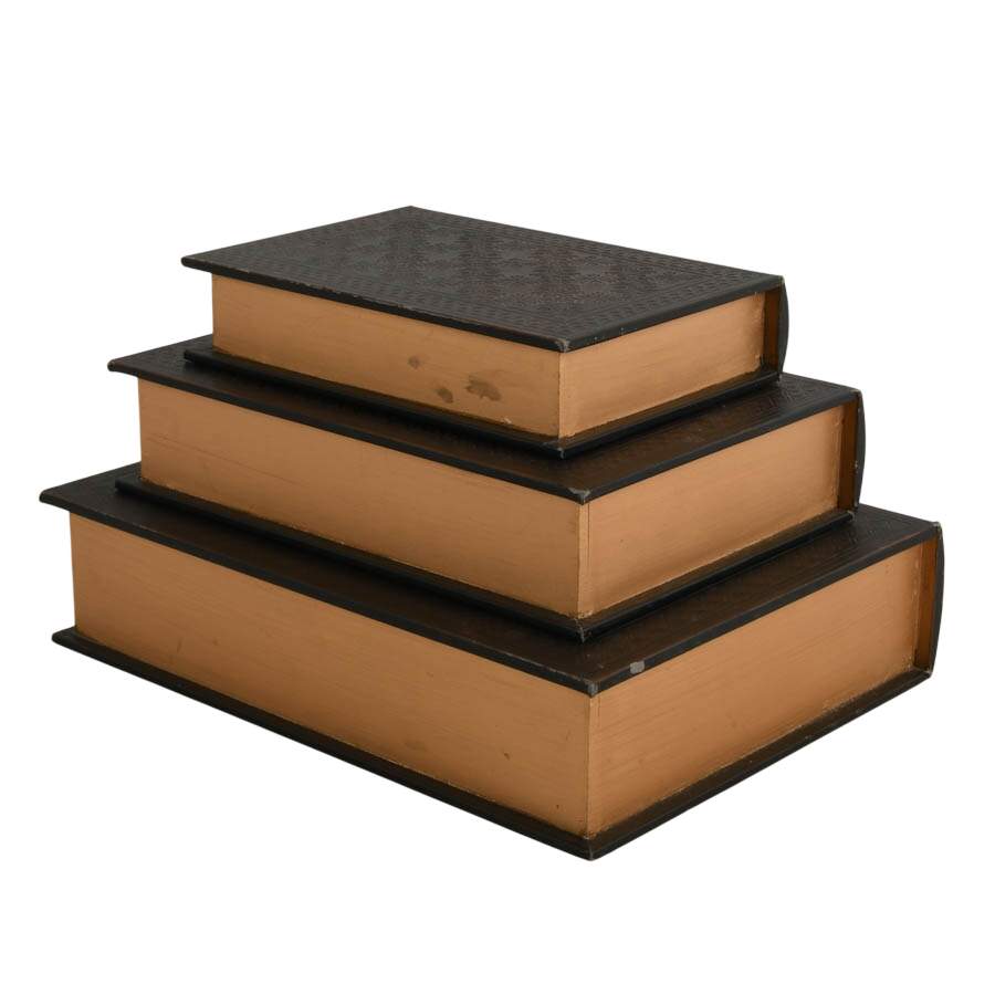 Set of Three Star-Pattern Faux Leather Book Boxes-2