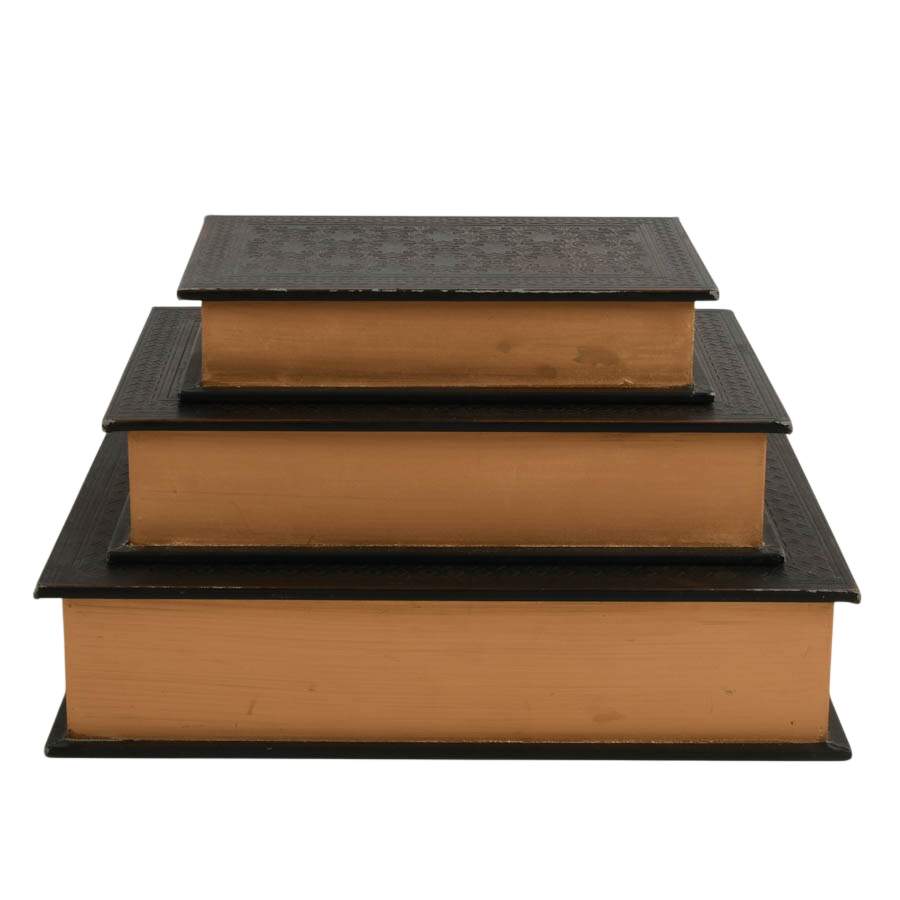 Set of Three Star-Pattern Faux Leather Book Boxes-1
