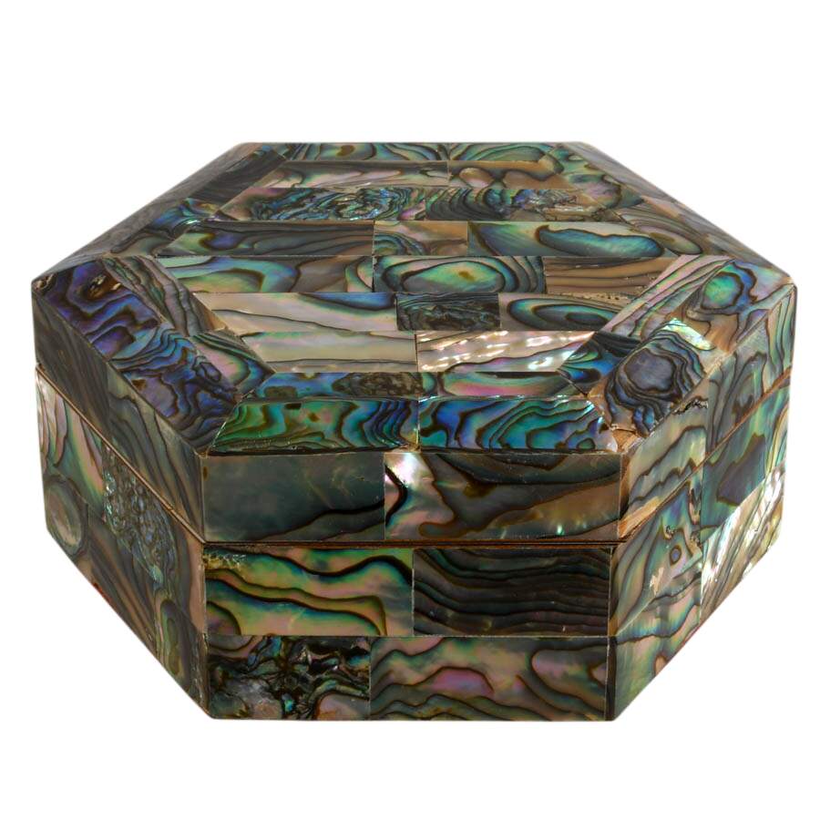 Hexagonal Abalone Shell Jewelry Box-1