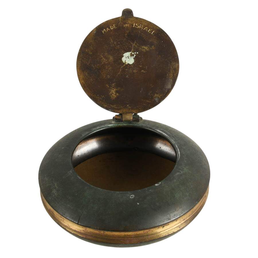 Mid-Century Bezalel Style Isaac Blessing Jacob Israeli Brass Trinket Box-4