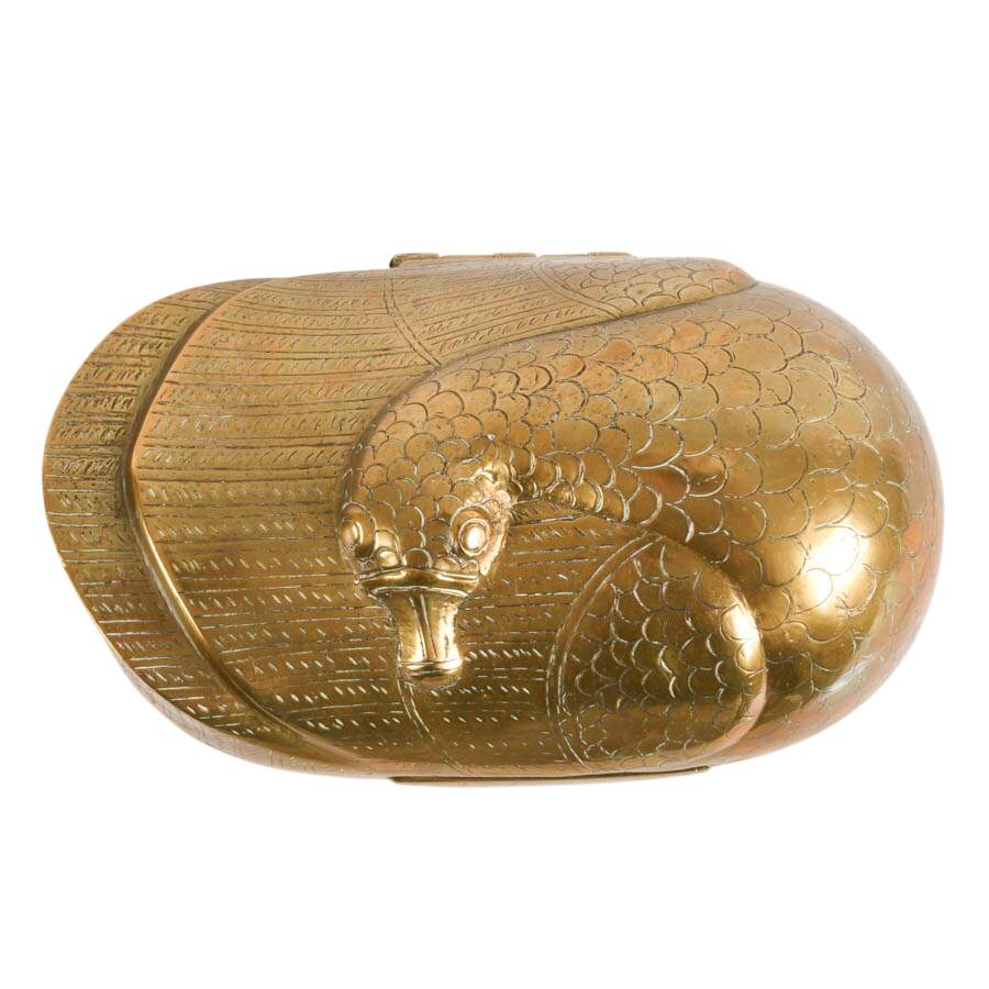 VICNI India Solid Etched Brass Lidded Duck Trinket Box-6