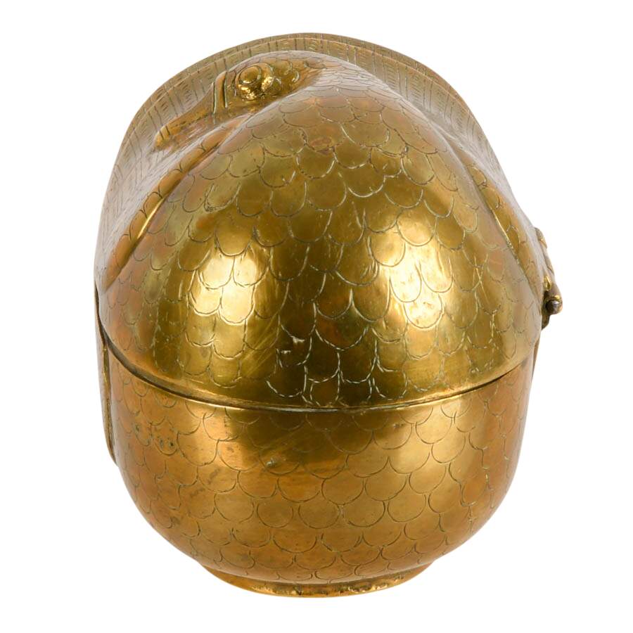 VICNI India Solid Etched Brass Lidded Duck Trinket Box-4