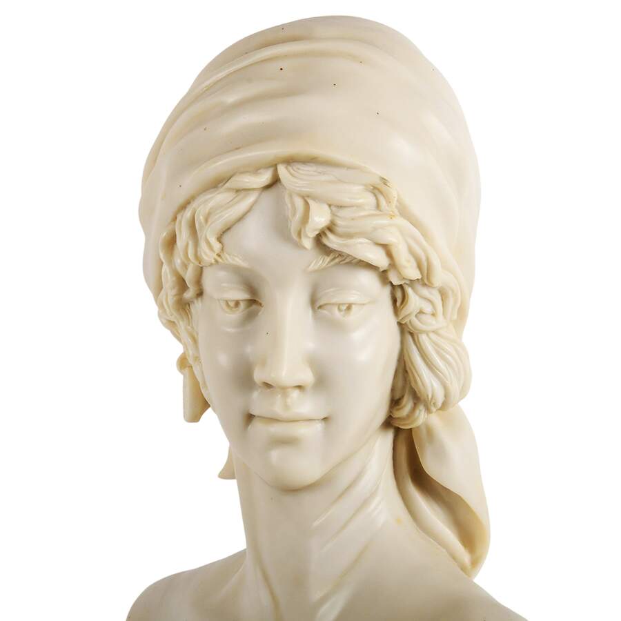 Large Alabaster-Style Resin Bust of Woman-3