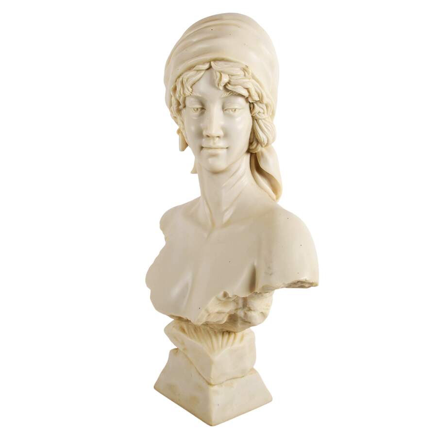 Large Alabaster-Style Resin Bust of Woman-2