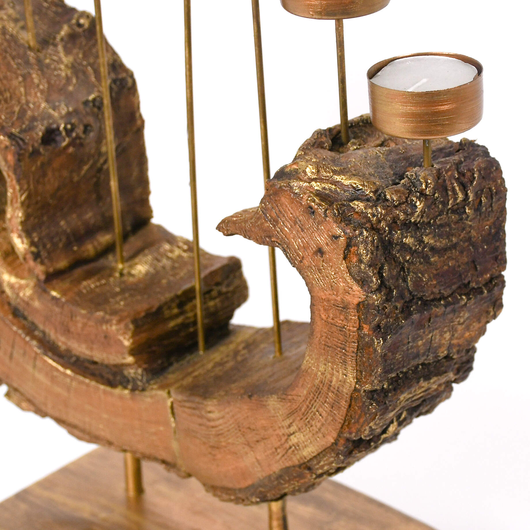 Signed Cheglakov Repurposed Fallen Wood Menorah Candleholder-7