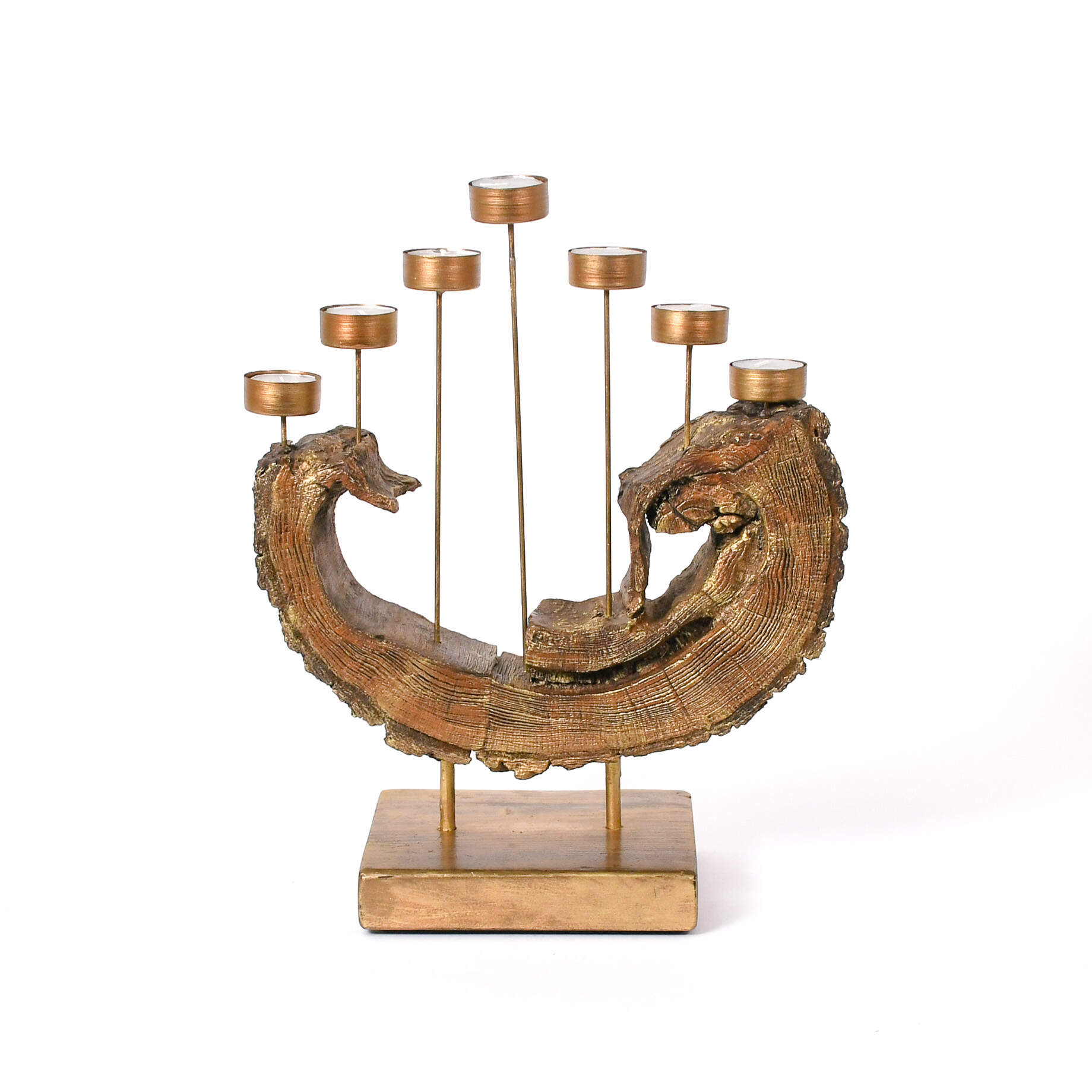 Signed Cheglakov Repurposed Fallen Wood Menorah Candleholder-1