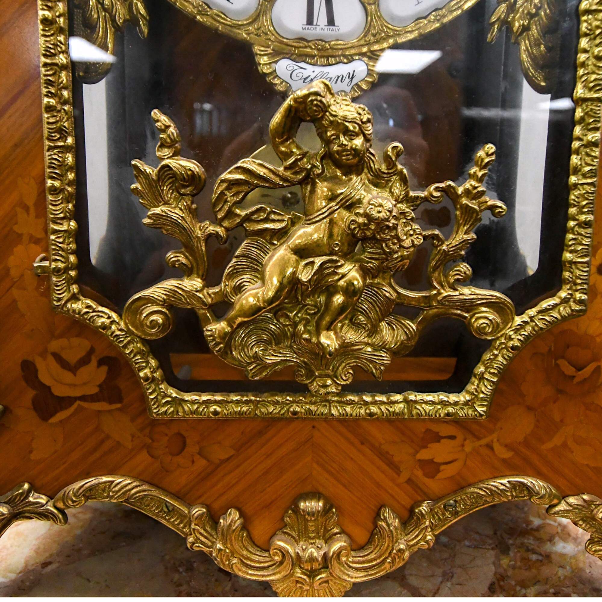 Louis XV-Style Marquetry Inlaid and Gilt Bronze Mounted Clock-6