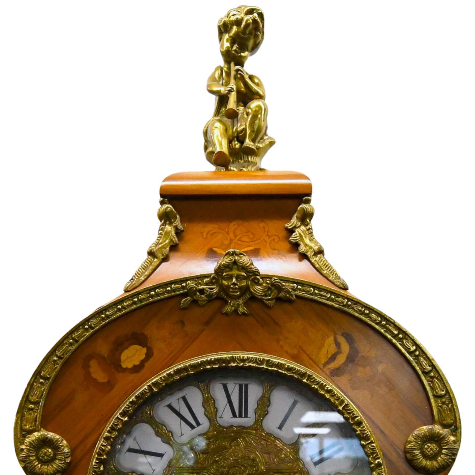 Louis XV-Style Marquetry Inlaid and Gilt Bronze Mounted Clock-4