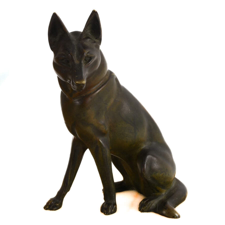 French Art Deco German Shepherds Mantel Clock-6