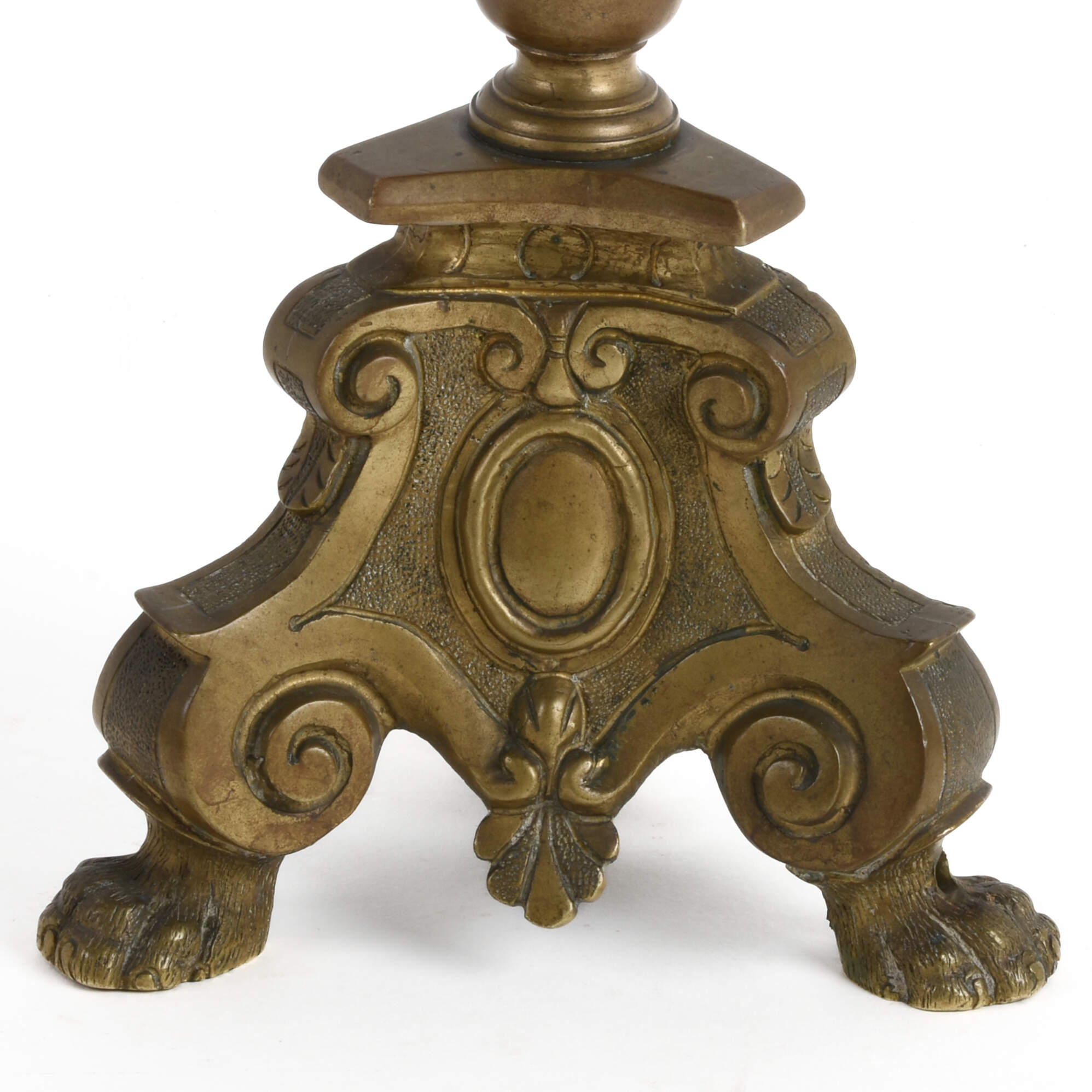 Pair of Metal Pickett Lion Footed Candlesticks-4
