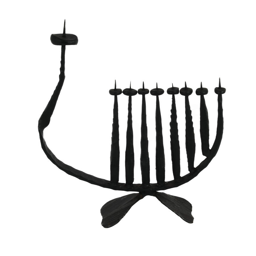 David Palombo Brutalist Hand-Forged Iron Menorah-1