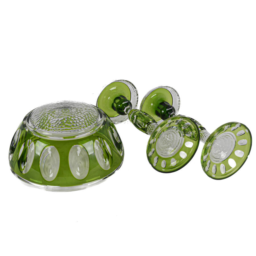 Bohemian Czech Three-Piece Console Bowl Set-8
