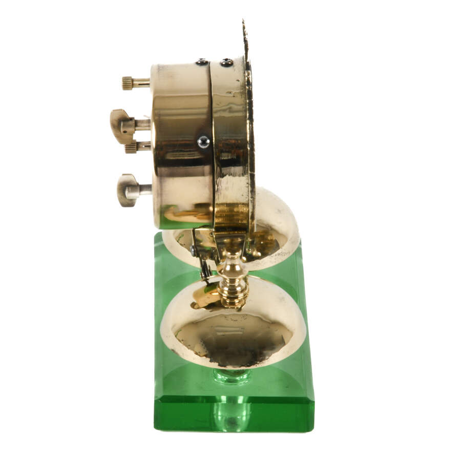 Art Nouveau Two Bell Alarm Clock on Green Clear Base-4