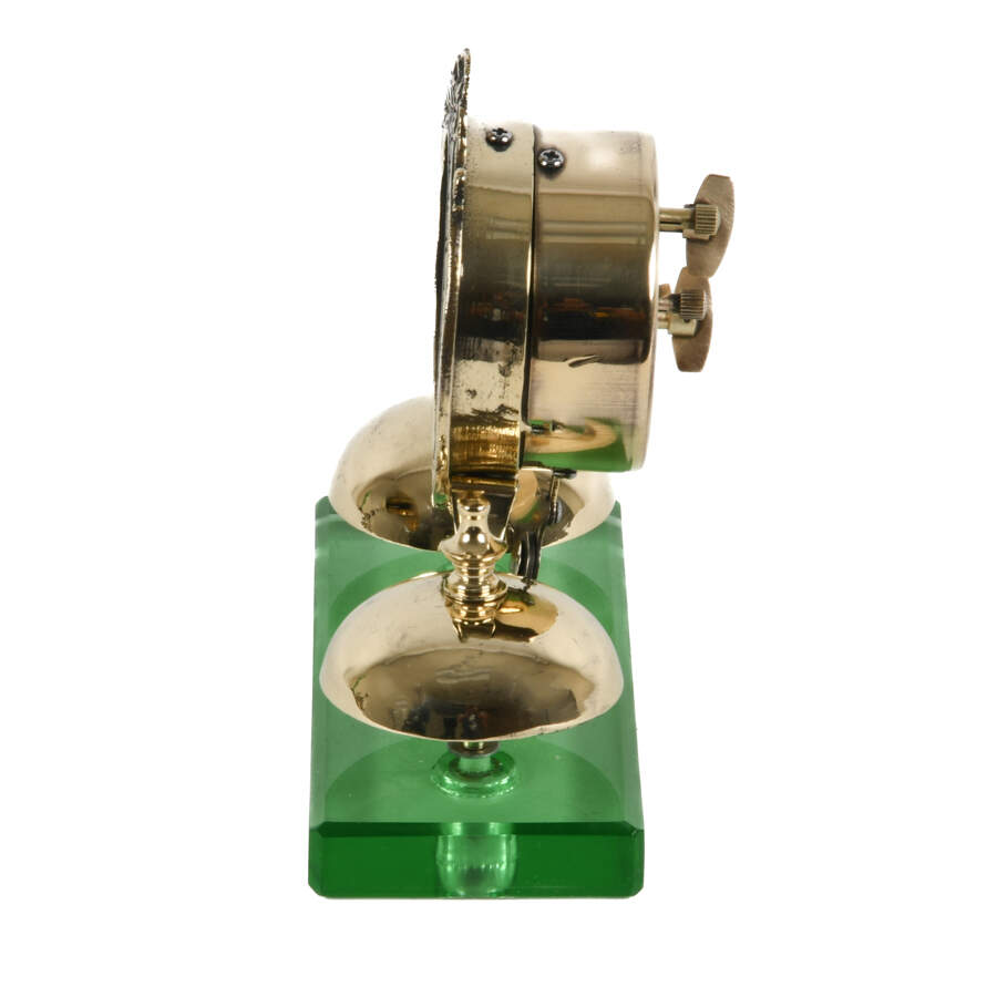 Art Nouveau Two Bell Alarm Clock on Green Clear Base-2