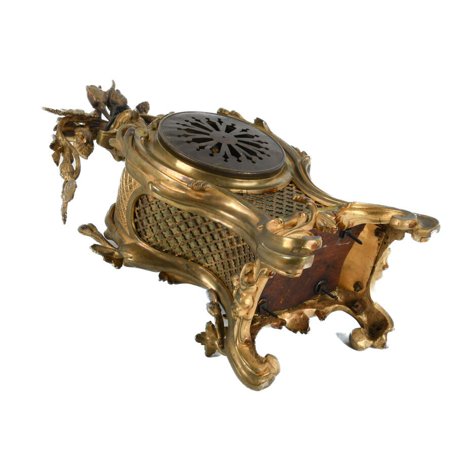 Antique French Louis XV Style Bronze Mantel Clock-10