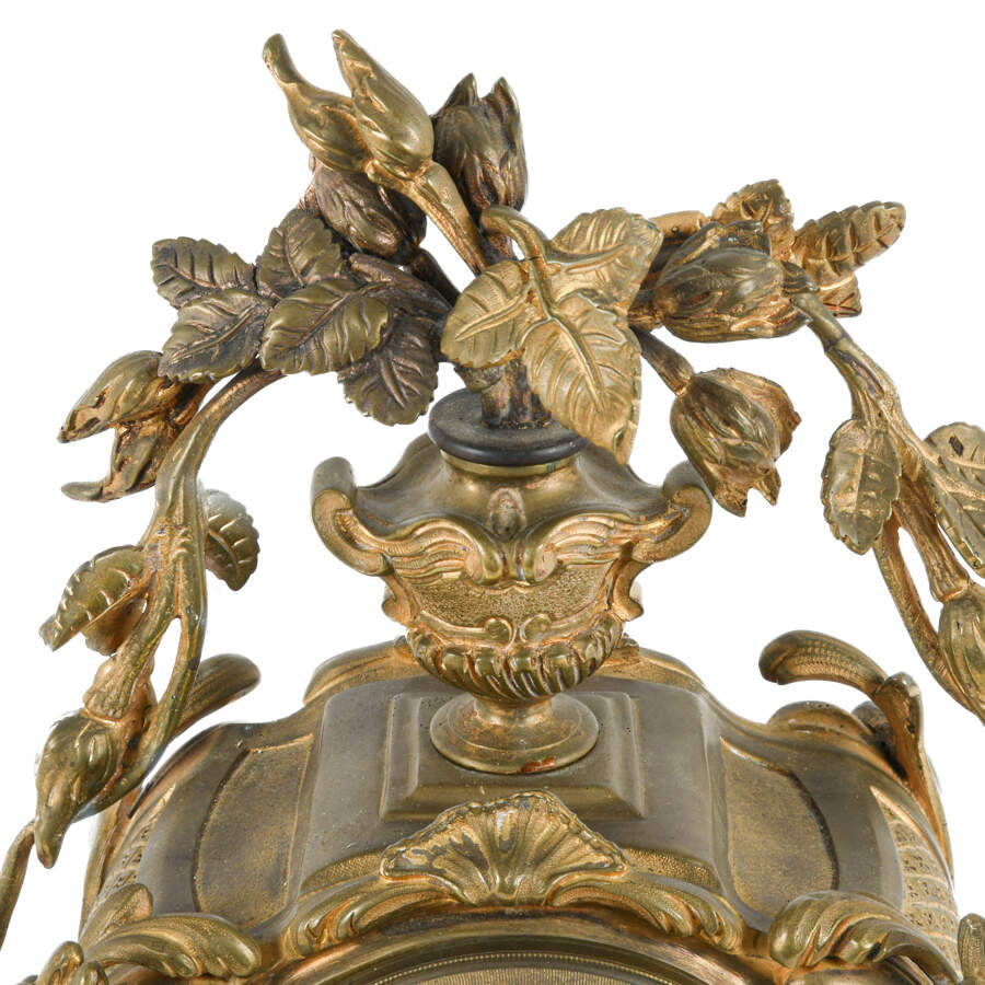 Antique French Louis XV Style Bronze Mantel Clock-6