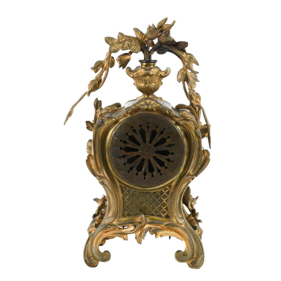 Antique French Louis XV Style Bronze Mantel Clock-4