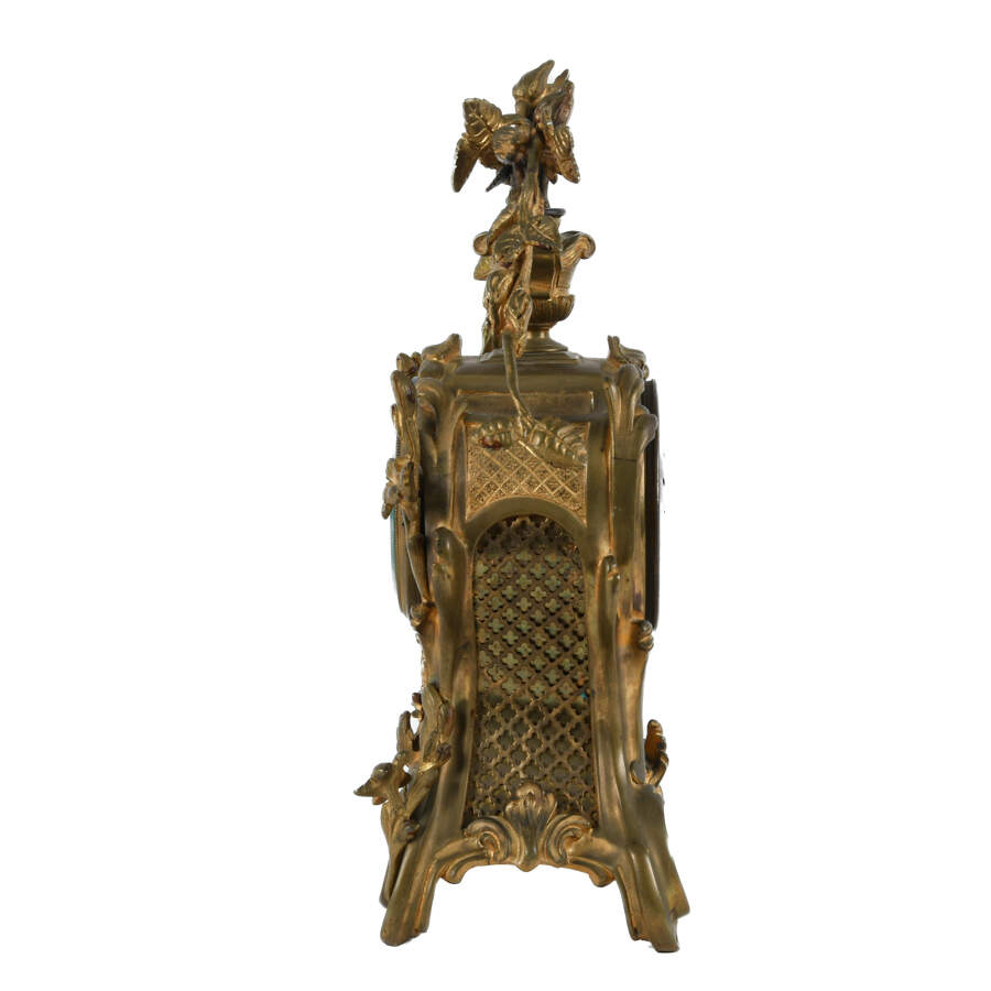 Antique French Louis XV Style Bronze Mantel Clock-3