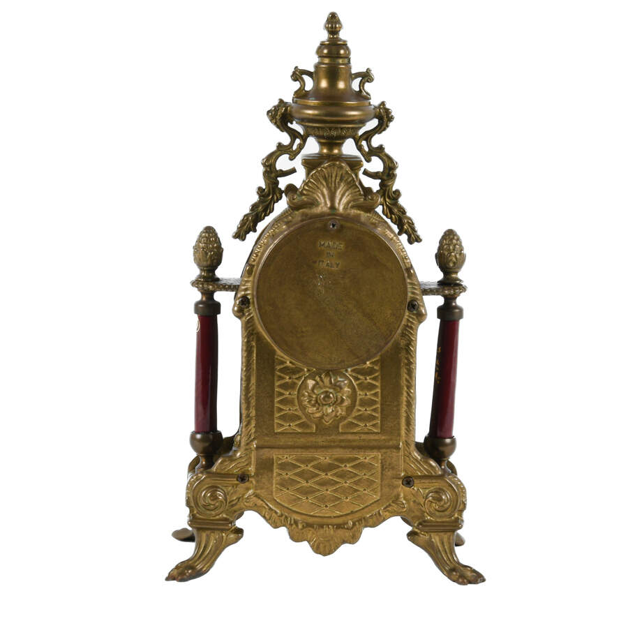 Antique Italian Brass and Porcelain Cherub Clock Case-4