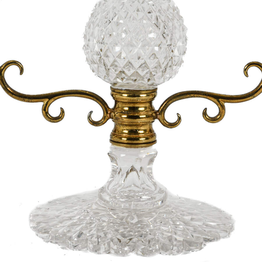 Antique Cut Glass and Gold Tone Metal Candelabra-10