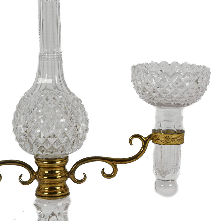Antique Cut Glass and Gold Tone Metal Candelabra-9