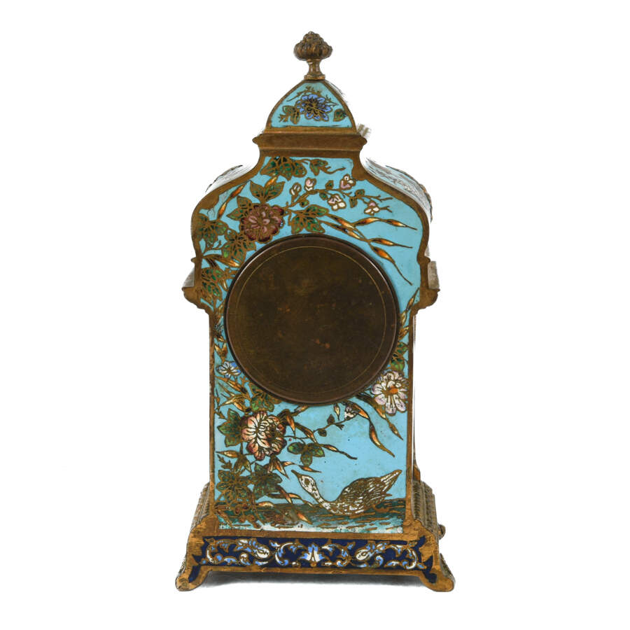 French 19th-Century Champlevé and Enamel Mantel Clock-5