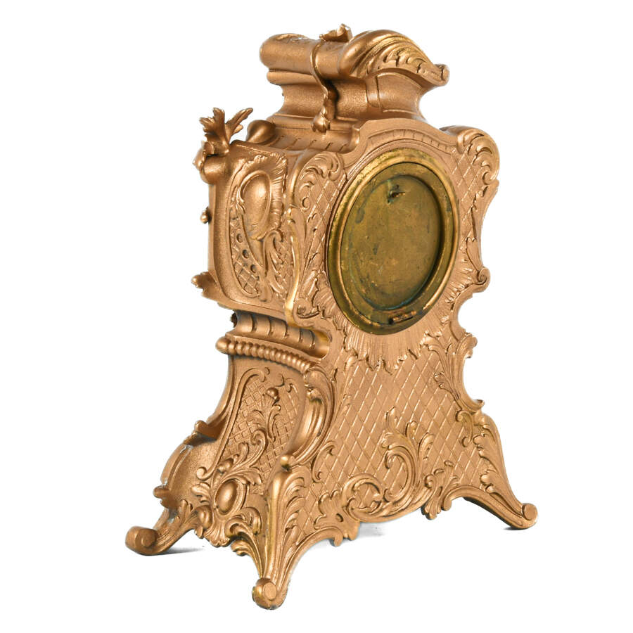 Antique French Clock with Jeweled Bezel Insets and Portrait Porcelain-4