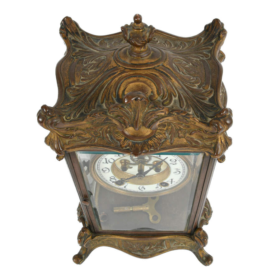 Antique New Haven Brass Regulator Mantel Clock-6