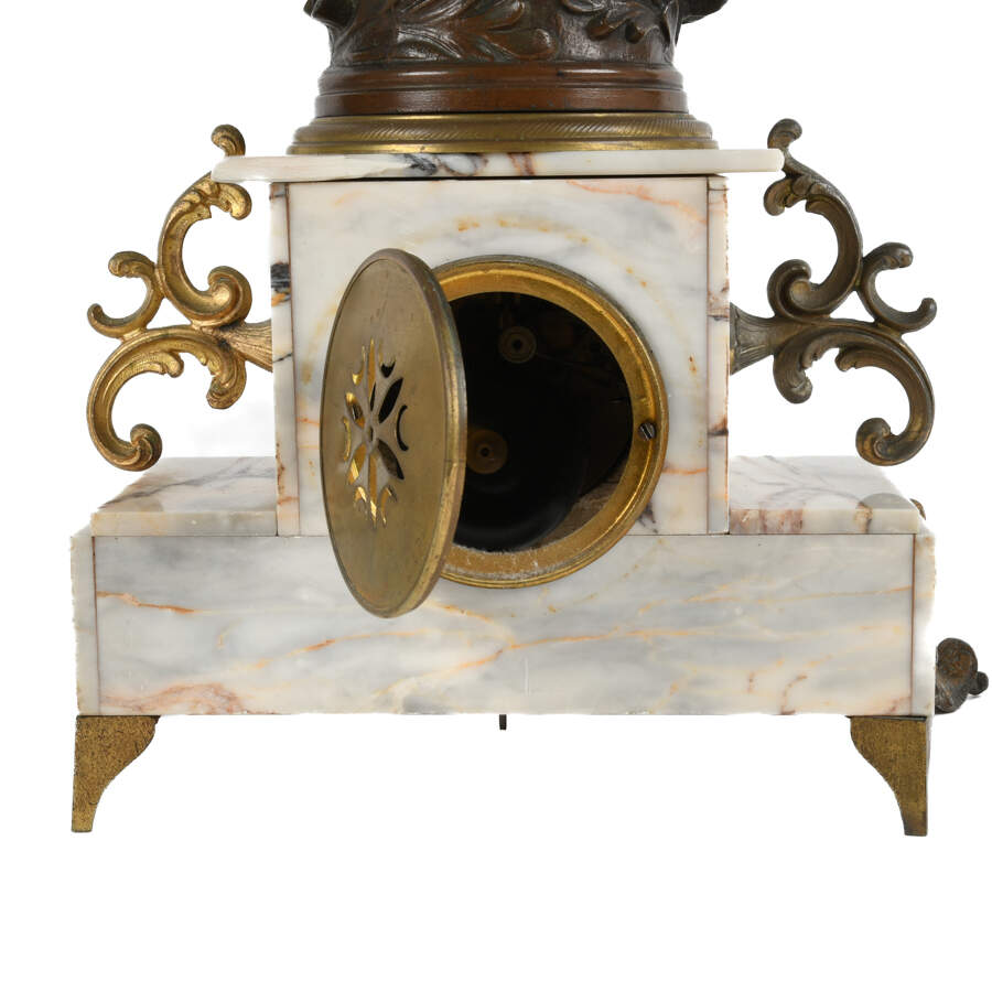 Antique French Three-Piece "Progrès" Garniture Clock and Candelabra Set-6