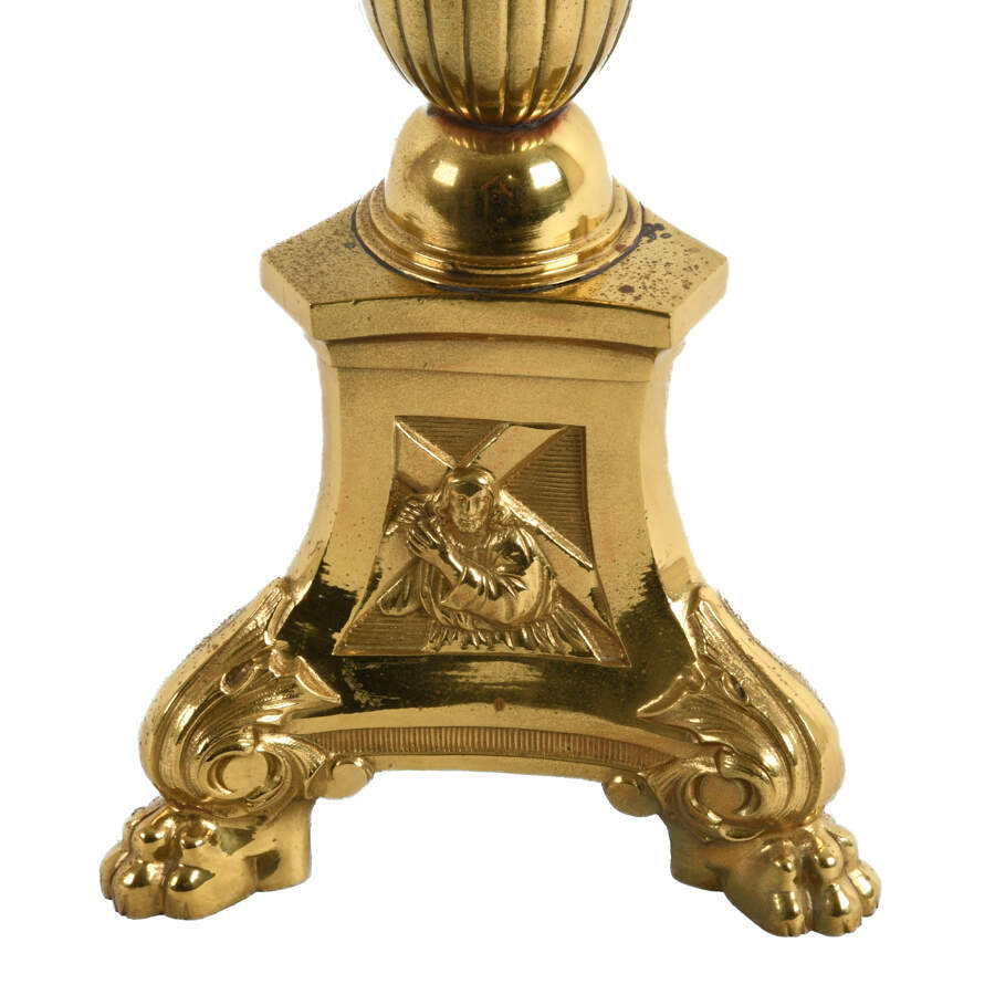 Antique Large Ornate Brass Pricket Altar Candlestick-4